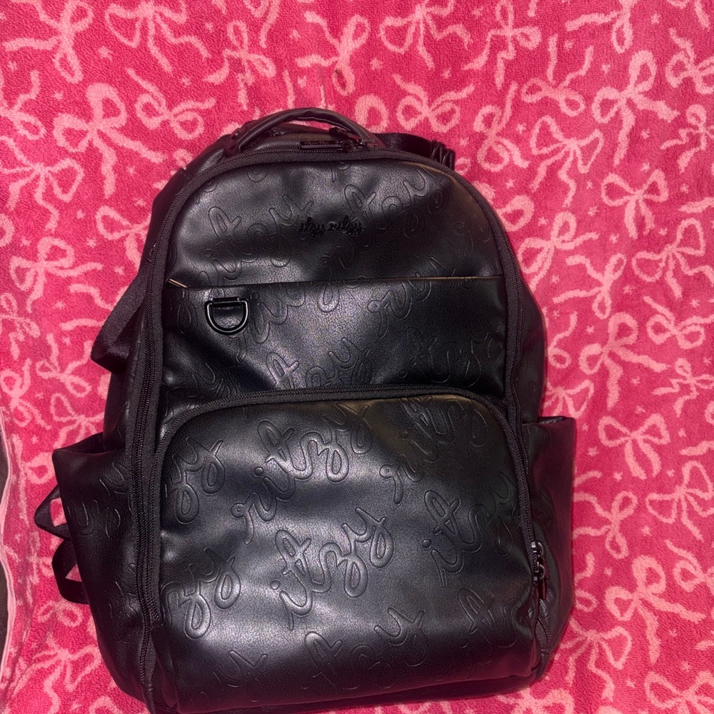 Itzy Ritzy Embossed Black Backpack